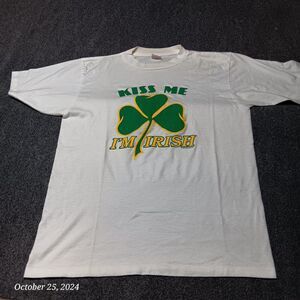 Vintage Kiss Me I'm Irish Shirt Adult‎ XL White 80s 90s Alore Single Stitch